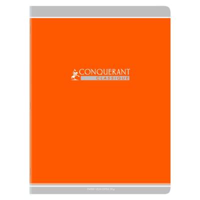 Cahier conquérant classique agrafé 24 x 32 cm 96P 90G grands carreaux orange