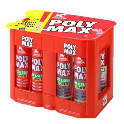 Colle de montage POLYMAX FIX & SEAL - box de 6 cartouches blanches + 6 cartouches crystal - Gedimat - GRIFFON