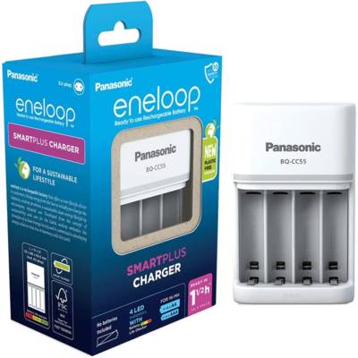 Eneloop Chargeur SmartPlus BQ-CC55 - 1 à 4 Piles AA/AAA Ni-MH, 4 LED