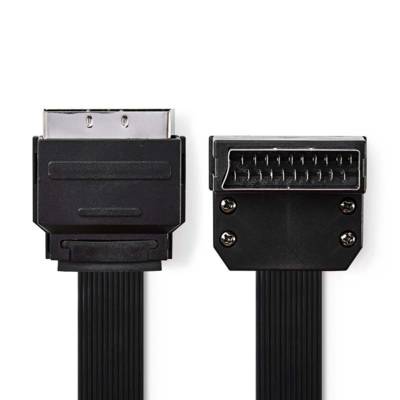 Câble Plat SCART Péritel Mâle - SCART Mâle Coudé 90° 2,0 m Noir