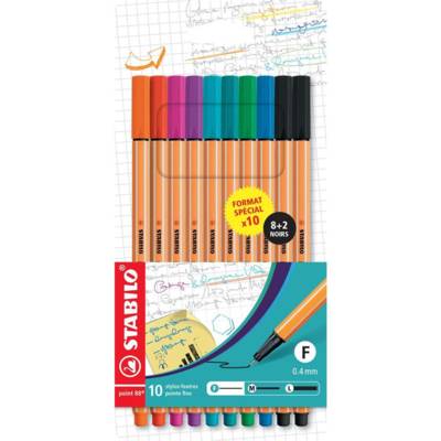 Etui carton de 10 Feutres point 88 FORMAT SPECIAL 8+2 NOIRS