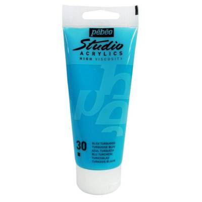 Peinture Studio Acrylique Tube Bleu Turquoise 100 ml - PÉBÉO
