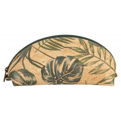 Grande trousse ovale en liège certifiée VEGAN 21x7,5x10,5 cm palmier
