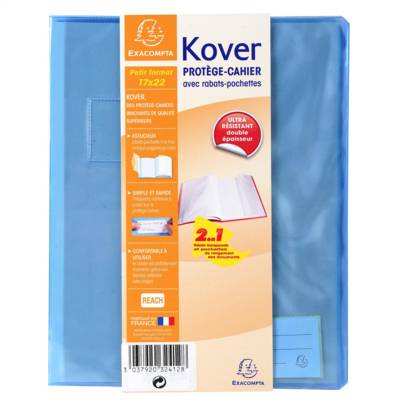 Protège-cahier translucide Kover® - 17x22cm - Couleurs assorties