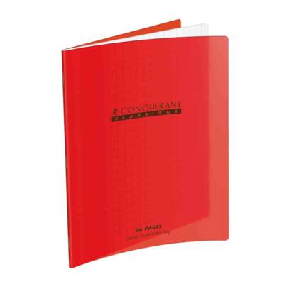 Cahier Couv Polypro 240 x 320 mm 48 Pages Seyès 90g Rouge - CONQUÉRANT