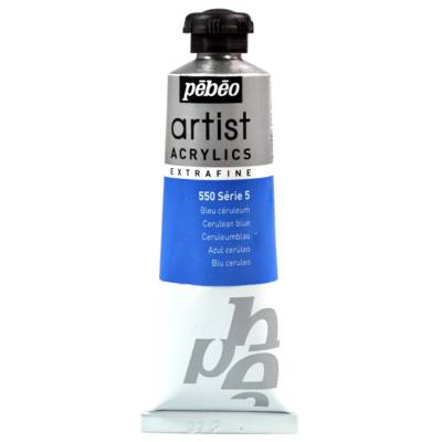 Tube 37 ml Peinture Artist Acrylics Extra fine BLEU CERULEUM - PÉBÉO