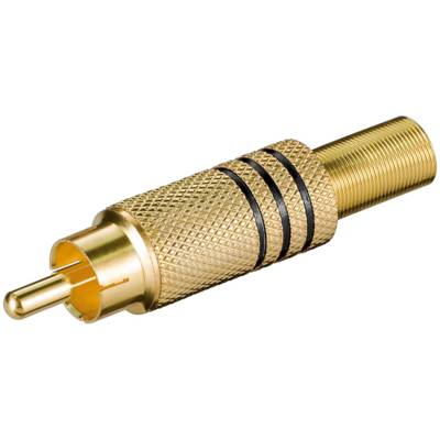 Fiche Audio RCA Mâle Métal Plaqué Or Bague Noir à souder