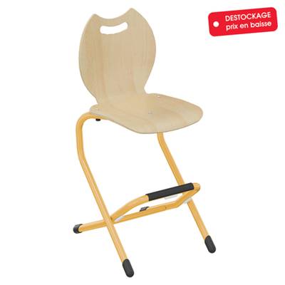 Chaise LILA coque Bandana bois Blueprotech® piètement acier époxy - H52 cm - Jaune RAL 1003 - MOBIDECOR