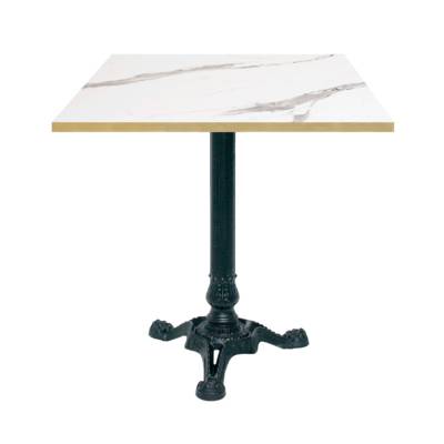 Table pied noir 70x70cm marbre blanc chant laiton - intérieur - RestooTab