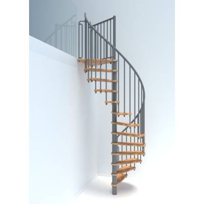 Escalier hélicoidal BERLIN acier gris marches hêtre verni - Gedimat - MINKA