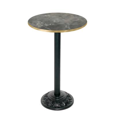 Mange-debout pied noir Ø60cm pierre metallisee chants laiton - intérieur - RestooTab