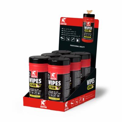 Lingette de nettoyage WIPES SCRUB - présentoir comptoir de 6 boîtes - Gedimat
