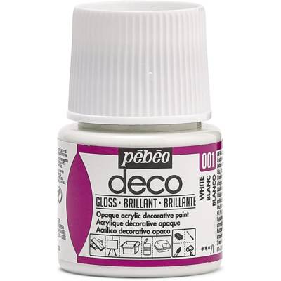 Flacon 45ml Peinture Deco Acrylique Brillante BLANC - PÉBÉO