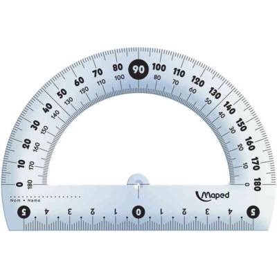 Rapporteur "Essentials" Cristal 180 degrés 12 cm en plastique transparent