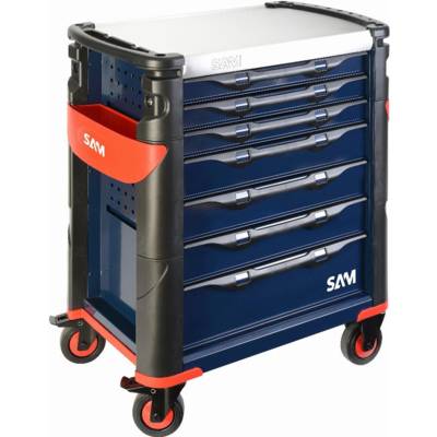Servante grand volume 7 tiroirs SAM OUTILLAGE bleue plateau inox - 417HB - Maxoutil