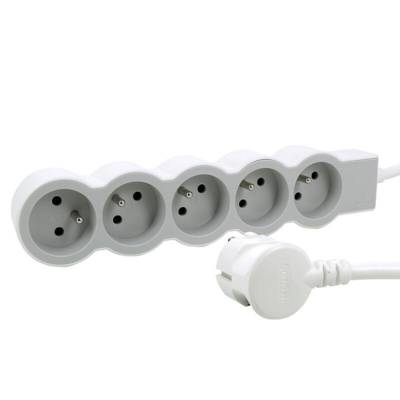 Rallonge multiprise extra plate 5 prises blanc 1,5m - Gedimat - LEGRAND