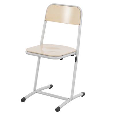 Chaise SAKI assise et dossier bois Blueprotech® piètement époxy - T6 - Gris alu RAL 9006 - Mobidecor