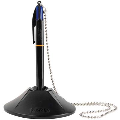 Stylo bille 4 Couleurs sur socle Pointe 1mm Encre Bleue