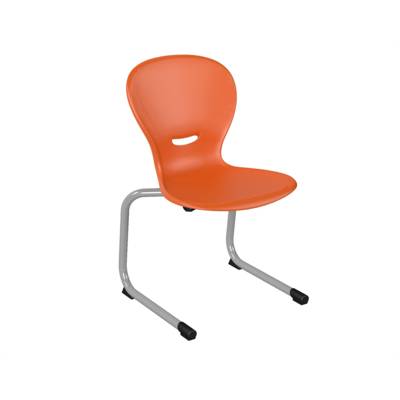Chaise HAVA AST coque polypropylène piètement aluminium époxy - T6 - Orange/gris alu RAL 9006 - Mobidecor