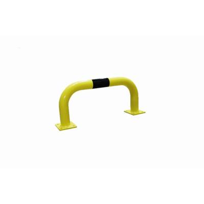 Arceau de protection acier Ø76mm VISO - jaune et noir - 750 x 350 mm - platine de fixation 4 trous - BAR3575NJ - Maxoutil