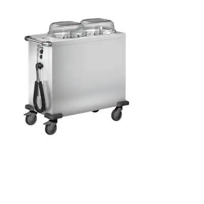 Chariot chauffe-assiettes 2 piles - 120 assiettes ø 26-31cm - Sur roulettes - 2SHV26-31 - Blanco