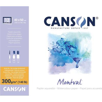 Bloc 12 Feuilles collé 4 côtés Papier aquarelle 40 x 50 cm Blanc Naturel