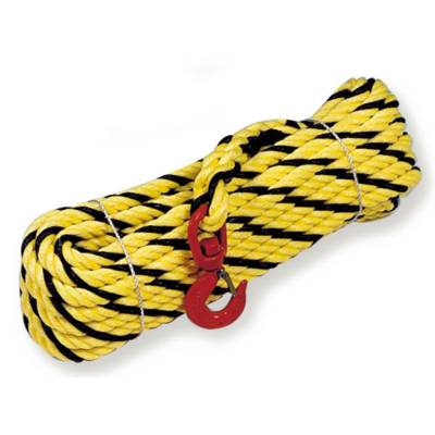 Corde à poulie polypropylène jaune et noir avec crochet - Gedimat - MONDELIN