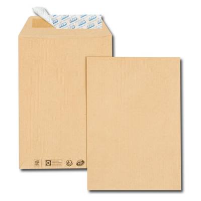 Paquet de 25 pochettes kraft brun auto-adhésives 90g format n°24 260 x 330 mm