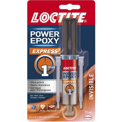 Colle EXPRESS 1MN power époxy invisible - tube de 11ml - Gedimat - LOCTITE