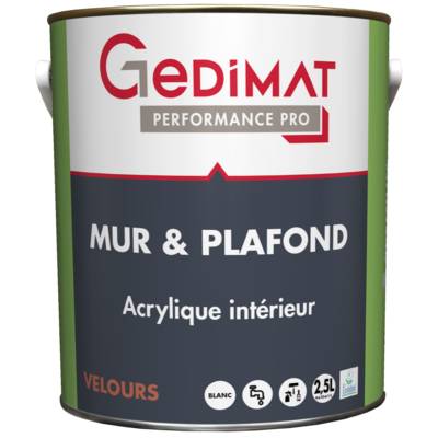 Peinture acrylique mur & plafond velours blanc - Gedimat - GEDIMAT PERFORMANCE PRO