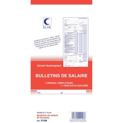 Manifold Bulletin de Salaire 310x150 mm Nouveau Tracé 50 Dupli Autocopiant