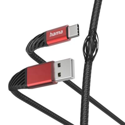 Câble de charge "Extreme" USB-A - USB-C, 1,5 m, nylon, noir/rouge
