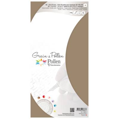 Etui de 5 cartes pliées Grain de Pollen 135x135 ficelle - CLAIREFONTAINE