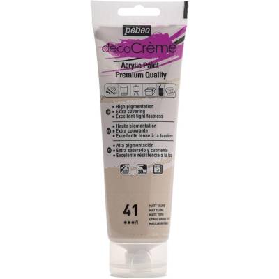 Tube 120ml peinture acrylique décoCrème Taupe mat - PÉBÉO