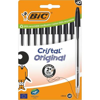 Stylo à bille Cristal Original, boîte carton de 10, noir