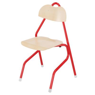 Chaise TEMPO assise et dossier bois Blueprotech® piètement aluminium époxy - T6 - rouge RAL 3000 - Mobidecor