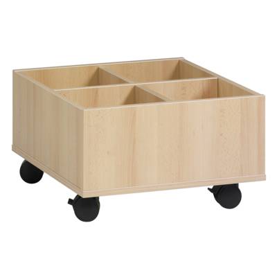 Bac à albums PICCOLO mobile 4 cases mélaminé - L60xP60xH36,5 cm - Hêtre miel - Mobidecor