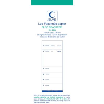 Bloc BRASSERIE 6 coupons - 100X259  50 feuillets Tripli
