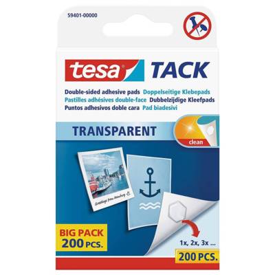 Pack 200 Pastilles Double-face Transparent Tack 12 x 13 mm