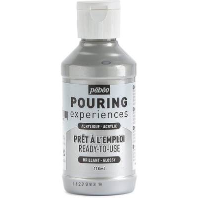 Peinture Acrylique POURING Expérience Prête à l'emploi 118ml ARGENT METALIQUE - PÉBÉO