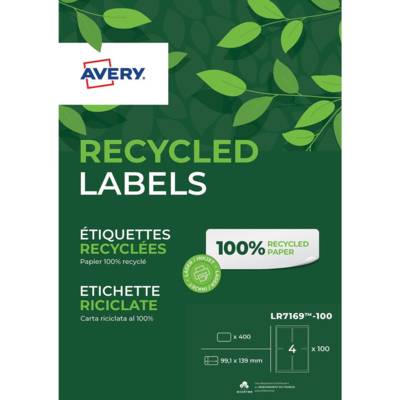 Boîte de 400 étiquettes adresse laser recyclées blanc 99,1 x 139 mm