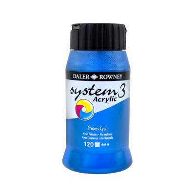 Flacon 500ml Peinture System3 Acrylique bleu cyan - DALER ROWNEY