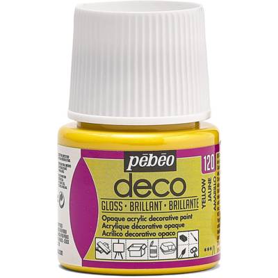 Flacon 45ml Peinture Deco Acrylique Brillante JAUNE - PÉBÉO