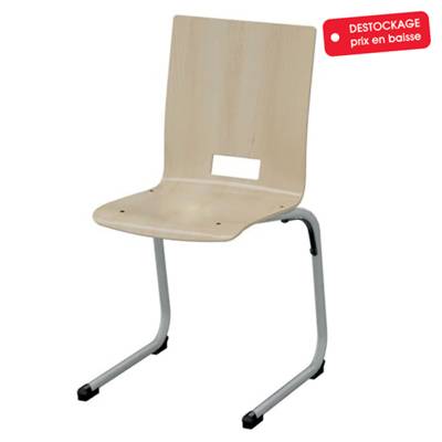 Chaise AST coque Spring II bois Blueprotech® piètement époxy - T6 - Gris alu RAL 9006 - MOBIDECOR