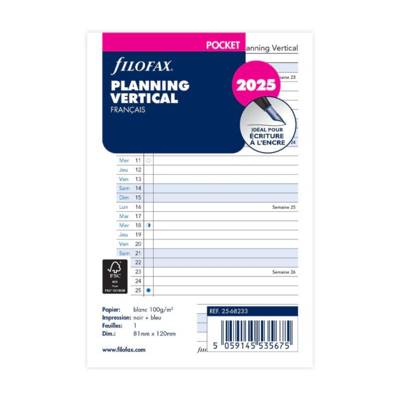 Planning annuel vertical - français - Pocket - 2025