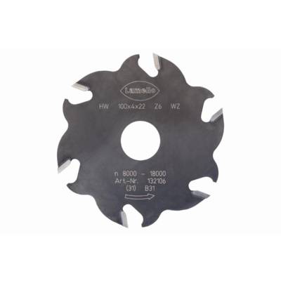 Fraise à rainurer LAMELLO pour Classic X HW (carbure), Ø100×4×Ø22 mm,  Z6 dents alternées - 132106 - Maxoutil