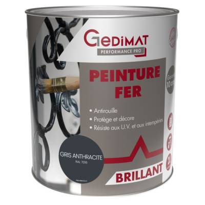 Peinture fer gris anthracite - pot de 2 litres - Gedimat