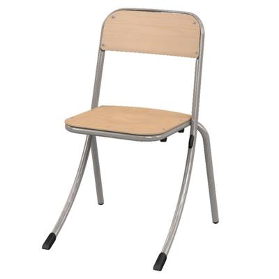 Chaise TRÉVISE AST assise et dossier bois Blueprotech® piètement époxy - T6 - Gris RAL 9007 - Mobidecor