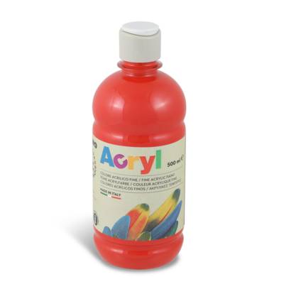 Tube Soft Plastique Peinture Acrylique Fine FLUO 500 ml Rouge Vermillon 300 - PRIMO