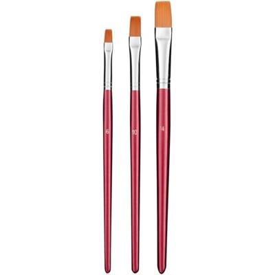 Set de 3 pinceaux brosses poils synthetiques- plat - taille : 6, 10, 14 - WONDAY